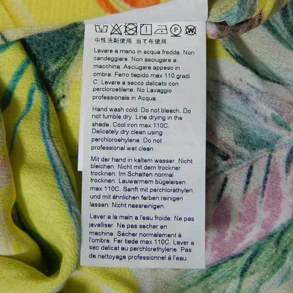 Marina Rinaldi Persona Size US 22 Tunic Dress Hibiscus Print Shift Yellow Artsy - Picture 7 of 8